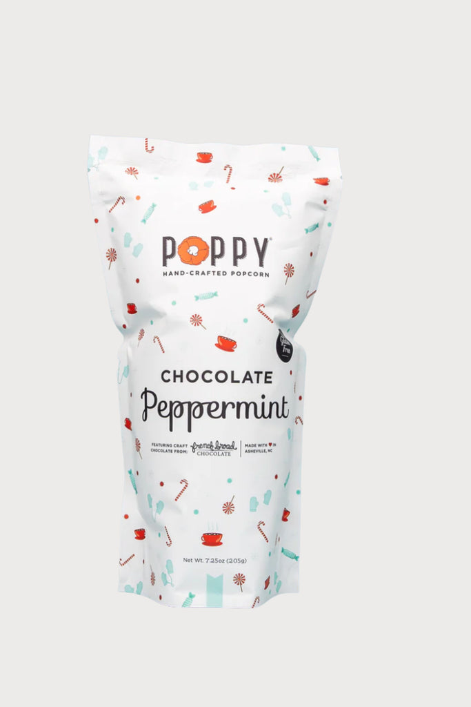 Lightly flavored peppermint popcorn drizzled with dark and white chocolate, then sprinkled with all-natural crushed peppermint candies for the ultimate holiday treat.