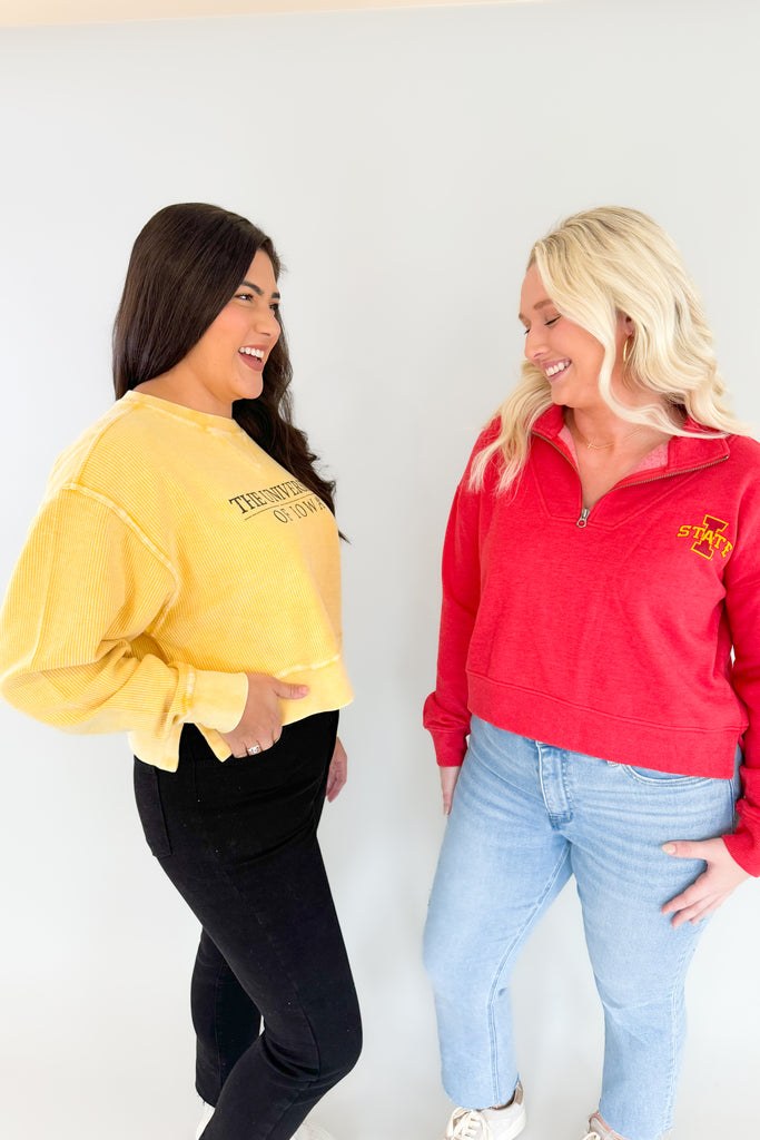 Stay game day ready in this cozy in this Iowa State Red Halftime Quarter Zip, featuring an ultra-soft lining and medium weight fabric! A great look for game days and for Cyclones alumni alike, you will be reaching for this favorite red quarter zip again and again.